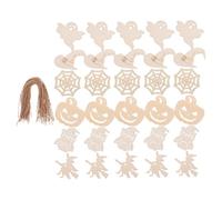 HEALEEP 60PCS Halloween Wooden Cutouts DIY Craft Ornaments Lightweight Unfinished Pumpkin Ghost Slices for Painting Decorating Party Supplies