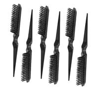 HEALEEP 6pcs Black Hairdressing Teasing Comb Set for Natural Black Hair Detangling and Styling with Tail Handle, Scalp Grooming Brushes for Professional Hair Stylists and Men