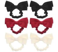 HEALEEP 6pcs Bow Scrunchies Hair Ties with Charming Bows Elastic Hair Bands for Versatile Styling for Ponytails Buns Various Occasions in Black White Red