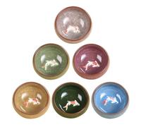 HEALEEP 6pcs Ceramic Fish Teaware Set Crackle Glaze, Assorted Pattern Small Drinking Cups for Tea Serving, Handmade Porcelain Tumblers Suitable for Kitchen and Dining