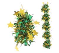 HEALEEP 6pcs Cheerleader Pom Poms for Boys and Girls Shiny Five-Star Gold Green Wrist Cheerleading Accessories Portable Dance Props for School Sports Events and Performances