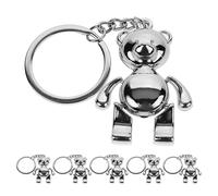HEALEEP 6pcs Cute Bear Keychain Set Made of Silver Zinc Alloy with Adorable Cartoon Design, for Travel and Party Favors, Backpack Accessory to Enhance Organisational Habits
