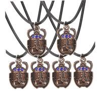 HEALEEP 6pcs Egyptian Scarab Pendant Necklace Blue Charm Set Vintage Egyptian Jewelry for Men and Women Neck Accessories Inspired by Ancient Beetle Symbols