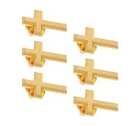 HEALEEP 6pcs Golden Cross Lapel Pins Brooches in Alloy with Secure Attachment and Versatile Use, Elegant Religious Symbolism for Church Service and Holy Communion Gifts