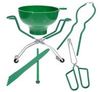 HEALEEP 6pcs Green Jar Lifting Tool Set with Comfortable Grip, Stainless Steel and Canning Tongs for Home Use, Includes Lid Opener and Funnel for Easy Pickling and Jam Making