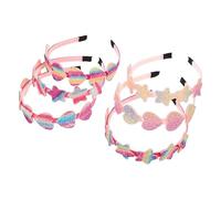 HEALEEP 6Pcs Heart Star Hair Hoops Lightweight Glitter Sequin Headbands for Colorful Gradient Rainbow Party Accessories