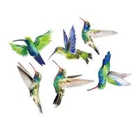 HEALEEP 6pcs Hummingbirds PVC Wall Stickers Set, Bird Pattern Window Decals for Living Room and Bedroom Decoration, Removable Art Wall Decor for Home
