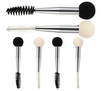 HEALEEP 6pcs Makeup Brushes Double-ended Eyebrow Applicator Sponge Double Side Design Suitable for Most Cosmetics Aluminium Handle for Brushing Eyebrows and Eyelash Styling