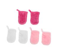 HEALEEP 6Pcs Microfiber Face Cleaning Gloves Lazy Makeup Remover Tool for Easy Cleansing Soft Washable and Reusable Facial Mitts for Healthy Skin Care White Pink Rose Red