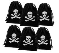 HEALEEP 6Pcs Pirate Themed Drawstring Bags Halloween Bags for School Parties Halloween Giveaways and Themed Celebrations Fun Coin Storage for Create Festive Atmosphere