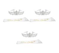 HEALEEP 6pcs Prom Queen Sash And Crown Set Elegant Wedding Party Accessories for Women Durable for Prom Cosplay Banquet And Special Occasions