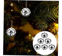 HEALEEP 6pcs Silver Christmas Star Jingle Bells with Cutouts Rustic Round Metal Craft Bells for Home Garden Wedding Decoration DIY Pendant Ornaments