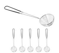 HEALEEP 6pcs Stainless Steel Spider Ladle Strainers for Kitchen Use, 10 Inch Wire Skimmer Spoons with Silicone Handles, for Removing Fried Foods and Straining Pasta in Home and Restaurant