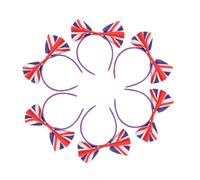 HEALEEP 6pcs Union Jack Bowknot Headbands for Women British Hair Accessories Satin Material Comfortable Fans Party Hair Bands Uk Festival Hairwear