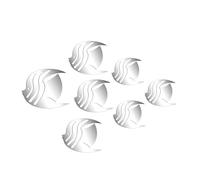 HEALEEP 7pcs Fish Shaped Mirror Wall Stickers with 3D Effect, Silver Ps Material, Moisture Resistant and Shiny Finish, Stylish Modern Wall Decal Art for Decorating Bedroom or Bathroom