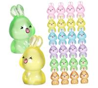 HEALEEP 84 Pcs Glow Dark Mini Resin Rabbit Figurines Tiny Bunny Decorations with Long Ears for Dollhouse Bedroom Study Ambiance