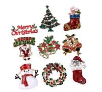 HEALEEP 9Pcs Christmas Brooch Durable Personality Pins for Clothing Bags Jackets Creative Chic Holiday Accessories Colors Family Friends Random Color