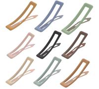 HEALEEP 9pcs Snap Hair Barrettes Matte Colors Simple Hair Clips for Versatile Styling for Parties Daily Use -ready Blue Milk Tea Pink