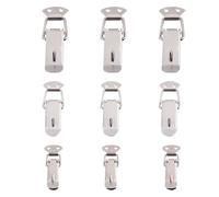 HEALEEP 9pcs Spring Loaded Toggle Latch Lock Set, Iron Nickel-Plated Small, Medium Large Hasp Clamps for Toolbox, Chest, Cabinet Closure and Industrial Use