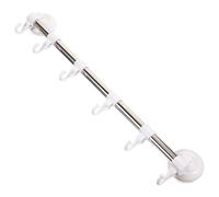 HEALEEP Adjustable Suction Cup Towel Rack with 6 Hooks Stainless Steel for Bathroom Wall Mount Storage and Kitchen Utensil Hanging