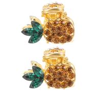 HEALEEP Alloy Hairpins with Decorative and Protective Features with Diamond Pineapple Design 2pcs Golden Colour Hair Clips Sturdy Metal Material for Women and Girls for Daily Wearing