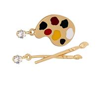 HEALEEP Artist Paint Brush Paint Tray Drop Earrings for Women, Retro Vintage Asymmetric Metal Dangle Earrings, Creative Painter Jewelry for Artists and Art Lovers