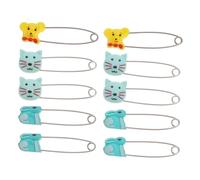 HEALEEP Baby Cartoon Safety Pins Random Color 10pcs with U-Shaped Lock Baby Brooch Pins Abs Material Not Easy to Wear Secure Safety Lock Suitable for Clothes and Diapers
