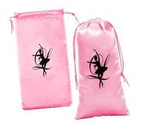 HEALEEP Ballet Shoe Bag Drawstring Storage Pouch 2pcs Satin Fabric Soft Sole Shoes Organizer for Ballet Dance Practice 13x27cm Suitable for Travel and Dance Studio