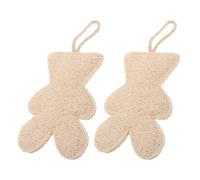 HEALEEP Bath Sponges and Enhancing Foam Richness Natural Loofah Bear Shaped 2pcs for Deep Cleansing Soft Exfoliating Body Scrubbers Made of Loofah, for Shower and Gym Use