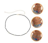 HEALEEP Beaded Body Chain Waist Jewelry for Women Handmade Daisy Floral Belly Chain Chic Black Bead Waistband for Summer Beach Party and Decorative Accessory