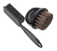 HEALEEP Beard Taming Brush Set for Men Boar Bristle Dusting Brush and Nylon Hair Detangler Black Neck Hair Sweeper and Finger Ring Beard Styling Tool for Barber and Personal Grooming