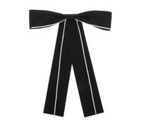 HEALEEP Black Fabric Bow Tie Brooch for Women, Elegant Shirt Collar Pin Accessory with Black Butterfly Knot, Decorative Brooch for Dresses and Uniforms