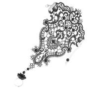 HEALEEP Black Lace Bracelet with Ring Integrated Pearl Beaded Chain Gothic Steampunk Wrist Jewelry for Women Evening Party and Wedding Accessories