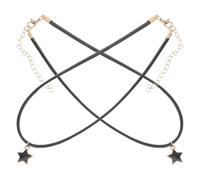 HEALEEP Black Leather Choker Necklace 2PCS Set Punk Style Adjustable Star Collar Harajuku Goth Jewelry for Women and Men