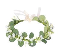 HEALEEP Boho Flower Wreath Headband with Adjustable Ribbon Design, Realistic Cloth Baby's Breath Floral Crown for Girls and Brides, Comfortable to Wear Wedding and Photography Props