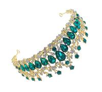 HEALEEP Brilliant Bride Crown Green Rhinestone Wedding Headdress for Women Fashion Headwear Accessory for Wedding Dress Prom and Special Parties Unique and Chic Design