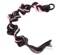 HEALEEP Bubble Braided Ponytail Extension for Women, Faux Hairpiece with High Temperature Wire, Comfortable Fit and Easy to Use, for Parties and Weddings, Trendy Pink Braid