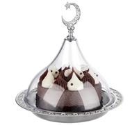 HEALEEP Cake Dessert Storage Tray Snacks Storage Plate 14.2x10.2x2.5inch Iron Electroplated Stylish Design with Acrylic Lid Compact Practical for Hotel and Many Occasions