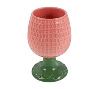 HEALEEP Ceramic Goblet Cup 300ml Pink Strawberry Shape High-Footed Porcelain Wine Glass Ergonomic Design Reusable Cute Drinking Cup for Kitchen Dining and Parties