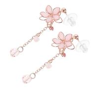 HEALEEP Cherry Blossom Resin Earrings for Women, Pink Drip Oil Floral Ear Pendants with 925, Stylish Delicate Female Ear Jewelry for Daily Wear