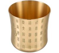 HEALEEP Chinese Style Brass Tea Cup Small Waist Retro Copper Teacup with Dragon Phoenix Engraving Decorative Vintage Tearoom Mug Random Style