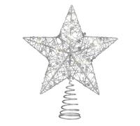 HEALEEP Christmas Star Tree Topper 30cm Silver Sparkling Xmas Decoration