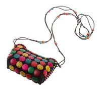 HEALEEP Coconut Shell Messenger Bag Lightweight Handmade Crossbody Purse Compact Beach Bag for Women Boho Ethnic Style Travel Shoulder Pouch