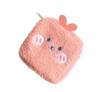 HEALEEP Creative Plush Sanitary Pad Pouch for Women Mini Cartoon Storage Bag Pink Rabbit Design Compact Menstruation Period Organizer for Teens