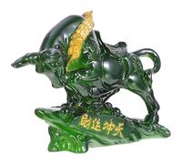 HEALEEP Creative Resin Cattle Sculpture Ornament Color Changing Photo Prop Green Figurine for Living Room Home Decoration