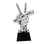 HEALEEP Creative Resin Microphone Trophy Silver Music Competition Karaoke Award for Vocalists and Hosts Music Party Decoration and Singing Contest Prize for Talent Shows and Speaking