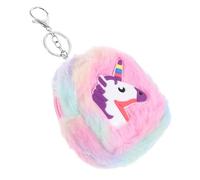 HEALEEP Cute Cartoon Unicorn Coin Purse with Keychain, Plush Polyester Mini Wallet for Women, Protective Zipper Pouch for Coins Holder and Small Accessories