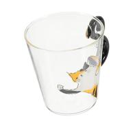 HEALEEP Cute Cat Glass Coffee Mug with Handle Heat-Resistant Sturdy Glass Cup for Office Home Ergonomic Non-Slip Design Versatile Milk Juice Water Cup