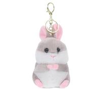 HEALEEP Cute Plush Hamster Keychain Fuzzy Cartoon Pendant Bag Charm for Women Soft Animal Handbag Accessory Friends and Family Gray