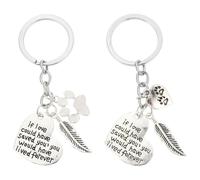 HEALEEP Dog Paw Pet Memorial Keyrings 2pcs Alloy Silver Souvenir